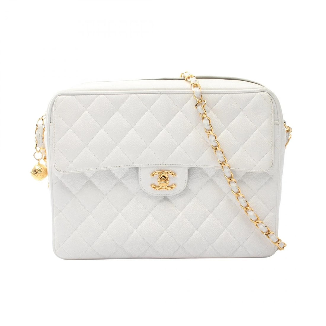 CHANEL MATELASSE COCOBALL CHAIN SHOULDER BAG: CHANEL Matelasse Cocoball Chain Shoulder Bag Brand: CHANEL Type/Style: Shoulder Bag Material: Exterior Material Grained Calfskin leather Color: Exterior Color White?ish colors Size: (H:8.3" x W:10.6"