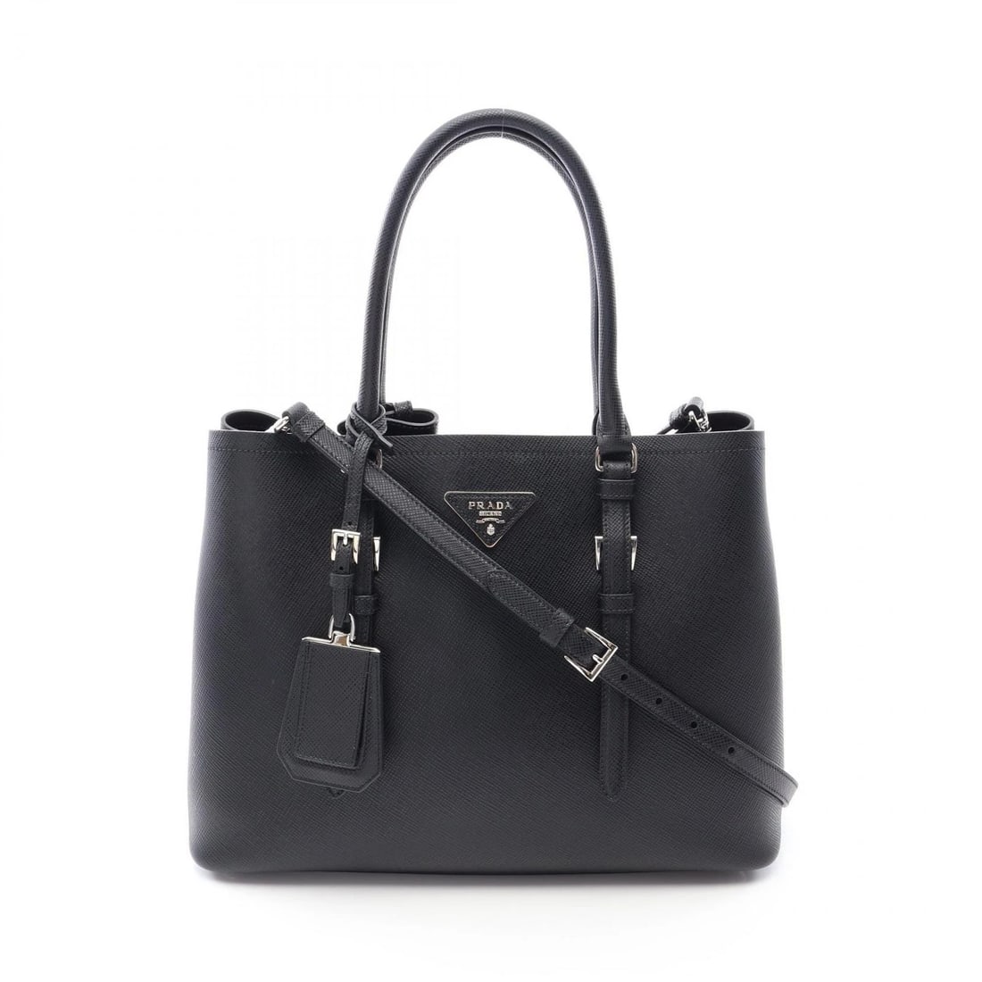 PRADA SAFFIANO CUIR 2WAY TOTE BAG SAFFIANO LEATHER BLACK: PRADA SAFFIANO CUIR 2WAY Tote Bag Saffiano leather Black Brand: PRADA Type/Style: Tote Bag Material: Exterior Material Saffiano leather Color: Exterior Color Black?ish colors Size: (H:9.8" x W:13.0"