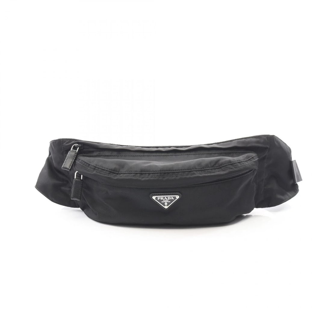 PRADA TRIANGLE LOGO WAIST BELT CROSSBODY BAG: PRADA Triangle logo Waist Belt Crossbody Bag Brand: PRADA Type/Style: Waist bag Body bag Material: Exterior Material Nylon ? Saffiano leather Color: Exterior Color Black?ish colors Size: (H:5.1" x W:1