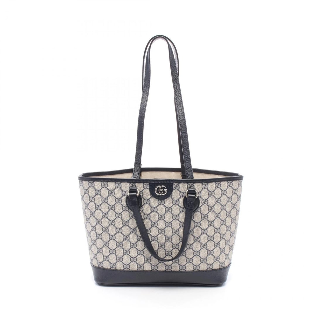 GUCCI OPHIDIA SMALL SHOULDER TOTE BAG: GUCCI Ophidia small Shoulder Tote Bag Brand: GUCCI Type/Style: Tote Bag Material: Exterior Material PVC coated canvas ? leather Color: Exterior Color Navy?ish colors Size: (H:9.4" x W:11.8" x D:5.1") 
