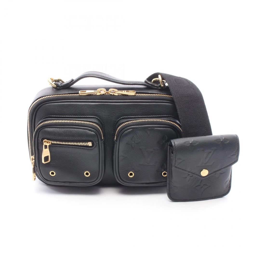LOUIS VUITTON UTILITY CROSSBODY SHOULDER BAG: LOUIS VUITTON Utility Crossbody Shoulder Bag Brand: LOUIS VUITTON Type/Style: Shoulder Bag Material: Exterior Material Calfskin ? leather Color: Exterior Color Black / Black?ish colors Size: (H:5.1"