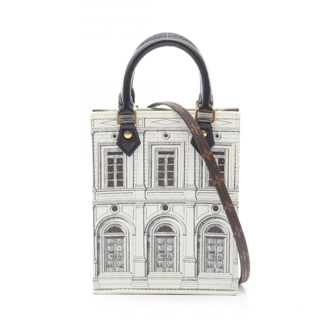 LOUIS VUITTON FORNASETTI PETITE SAC PLAT SHOULDER HANDBAG: LOUIS VUITTON FORNASETTI Petite Sac Plat Shoulder Handbag Brand: LOUIS VUITTON Type/Style: Handbag Material: Exterior Material Monogram ? PVC coated canvas ? leather Color: Exterior Color White?ish