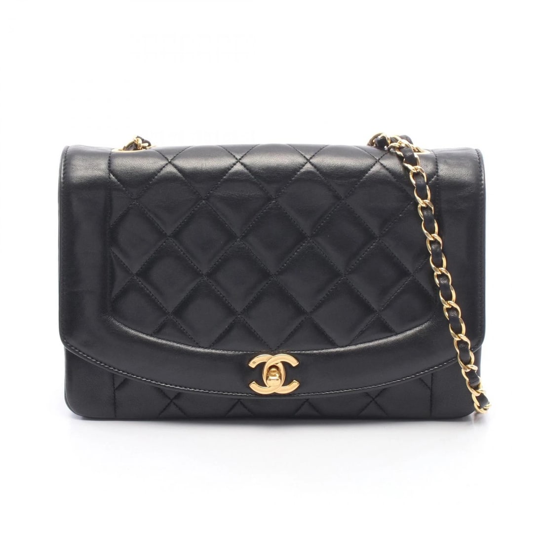 CHANEL MATELASSE DIANA FLAP SHOULDER BAG: CHANEL Matelasse Diana Flap Shoulder Bag Brand: CHANEL Type/Style: Shoulder Bag Material: Exterior Material Lambskin (sheep leather) Color: Exterior Color Black?ish colors Size: (H:6.3" x W:9.8" x D:2