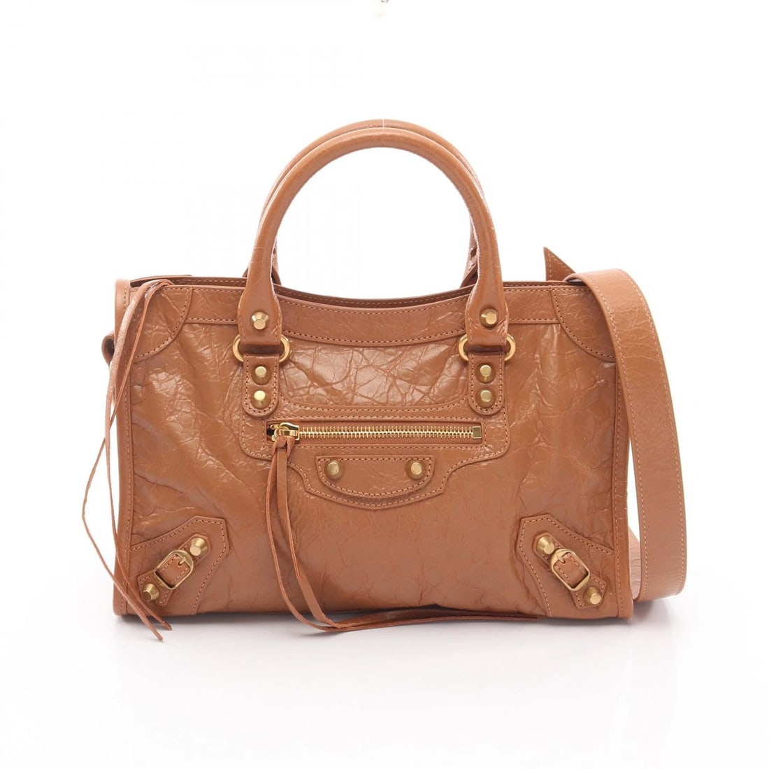 BALENCIAGA LE CITY SMALL SHOULDER HANDBAG LEATHER: BALENCIAGA Le City Small Shoulder Handbag Leather Brand: BALENCIAGA Type/Style: Handbag Material: Exterior Material leather Color: Exterior Color Brown?ish colors Size: (H:7.3" x W:11.8" x D:3.9")