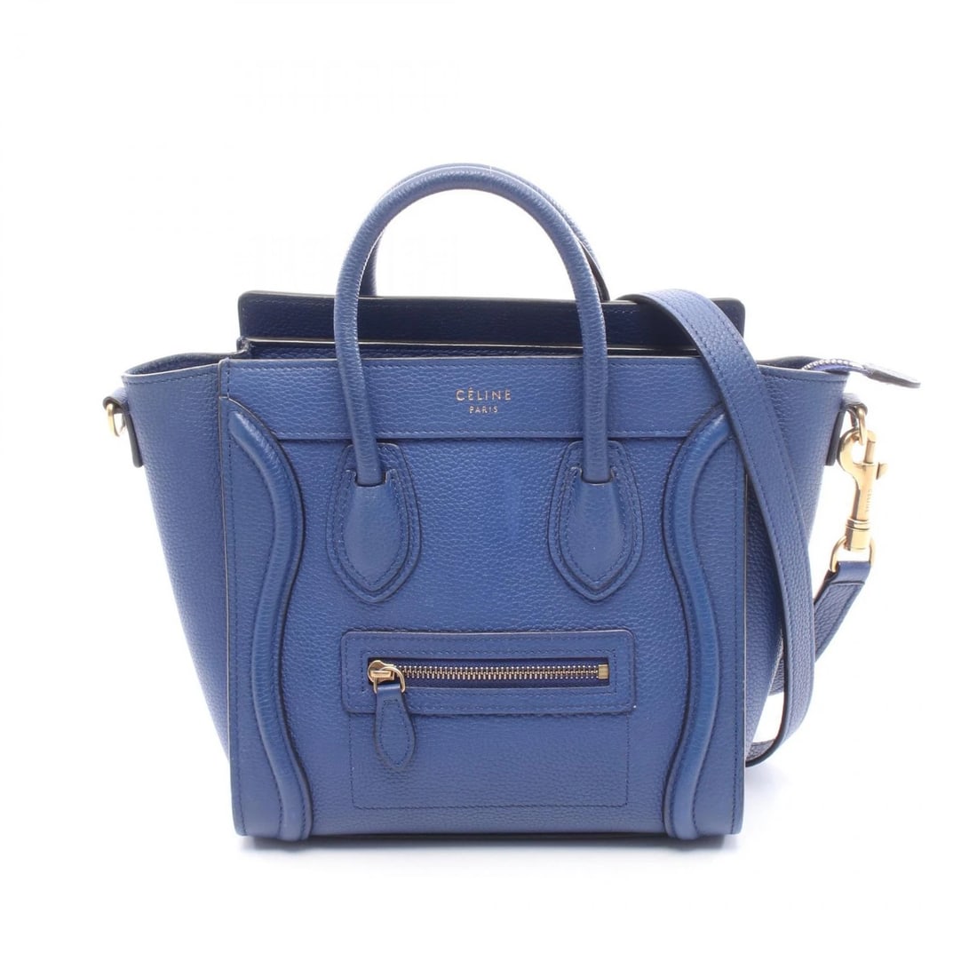 CELINE LUGGAGE SHOPPER SHOULDER CROSSBODY HANDBAG: CELINE Luggage Shopper Shoulder Crossbody Handbag Brand: CELINE Type/Style: Handbag Material: Exterior Material leather Color: Exterior Color Blue?ish colors Size: (H:7.9" x W:7.9" x D:3.5") Acces