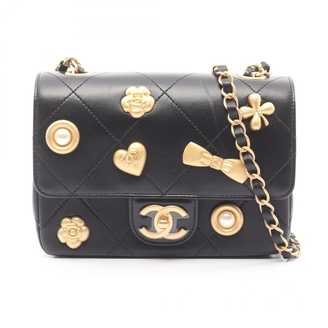 CHANEL MATELASSE CHAIN SHOULDER CROSSBODY BAG: CHANEL Matelasse Chain Shoulder Crossbody Bag Brand: CHANEL Type/Style: Shoulder Bag Material: Exterior Material Lambskin (sheep leather) Color: Exterior Color Black?ish colors Size: (H:5.5" x W:7.5" 