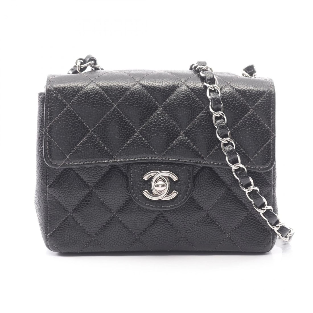 CHANEL MINI CHAIN CROSSBODY SHOULDER BAG LEATHER: CHANEL Mini chain crossbody Shoulder Bag leather Brand: CHANEL Type/Style: Shoulder Bag Material: Exterior Material Grained Calfskin leather Color: Exterior Color Black?ish colors Size: (H:5.1" x W:6.