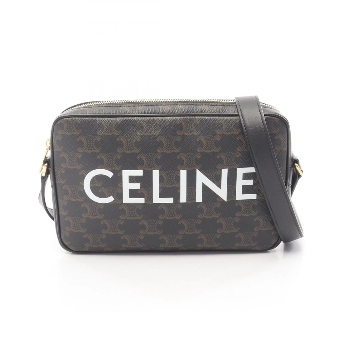 CELINE TRIOMPHE MEDIUM MESSENGER SHOULDER BAG: CELINE Triomphe Medium Messenger Shoulder Bag Brand: CELINE Type/Style: Shoulder Bag Material: Exterior Material PVC coated canvas ? leather Color: Exterior Color Brown?ish colors Size: (H:5.7" x W:8.