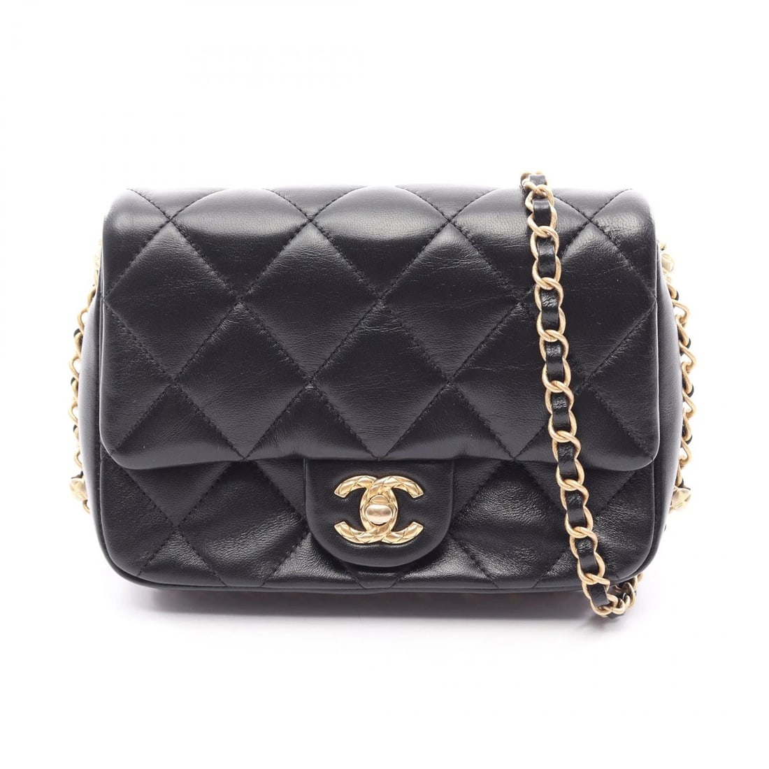 CHANEL MATELASSE SMALL FLAP CHAIN SHOULDER BAG: CHANEL Matelasse small flap Chain Shoulder Bag Brand: CHANEL Type/Style: Shoulder Bag Material: Exterior Material Lambskin (sheep leather) Color: Exterior Color Black?ish colors Size: (H:5.5" x W:7.1"