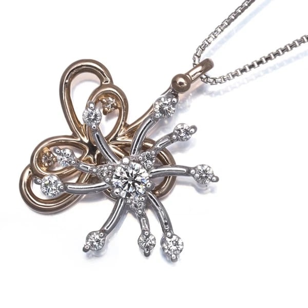 DIAMOND NECKLACE 18K 750 WHITE ROSE GOLD (1 of 3)