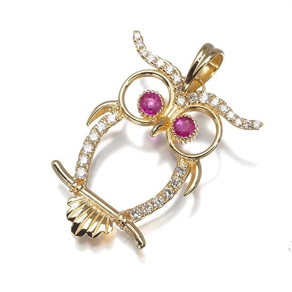 DIAMOND RUBY PENDANT 18K 750 YELLOW GOLD (1 of 2)