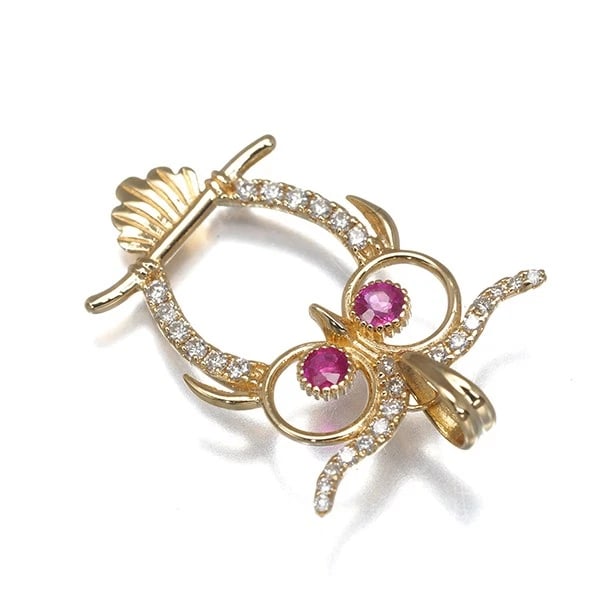 DIAMOND RUBY PENDANT 18K 750 YELLOW GOLD - 2