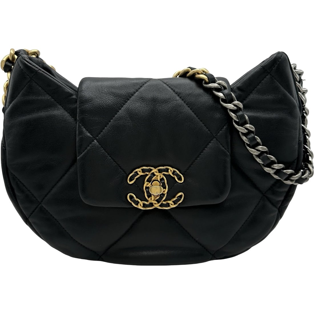 CHANEL CHAIN SHOULDER BAG: CHANEL Chain Shoulder Bag Brand: CHANEL Type/Style: Shoulder Bag Material: lambskin Color: Gold Hardware Size: W7.5 x H7.5x D1.8inch Accessories: None Accessories Notice: When purchasing pre-owned