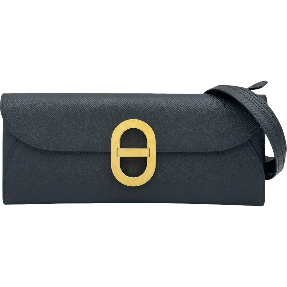 HERMES MAILLON TO GO SHOULDER BAG: HERMES Maillon to Go Shoulder Bag Brand: HERMES Type/Style: Shoulder Bag Material: Epsom Color: Black Gold Hardware Size: W9.3 x H4.0x D0.8inch Shoulder:46.1inch Accessories: None Accessories Notice: