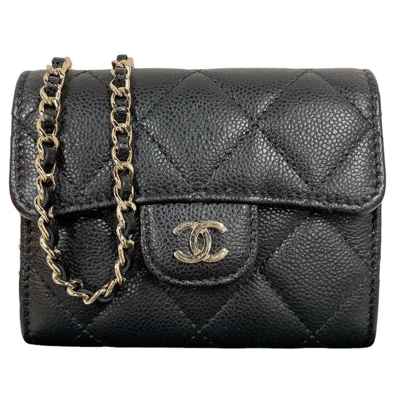 CHANEL CLASSIC CHAIN CLUTCH SHOULDER BAG: CHANEL Classic Chain Clutch Shoulder Bag Brand: CHANEL Type/Style: Shoulder Bag Material: Caviar skin Color: Black Gold Hardware Size: W4.3 x H3.5x D1.2inch Shoulder:0.0inch Accessories: None
