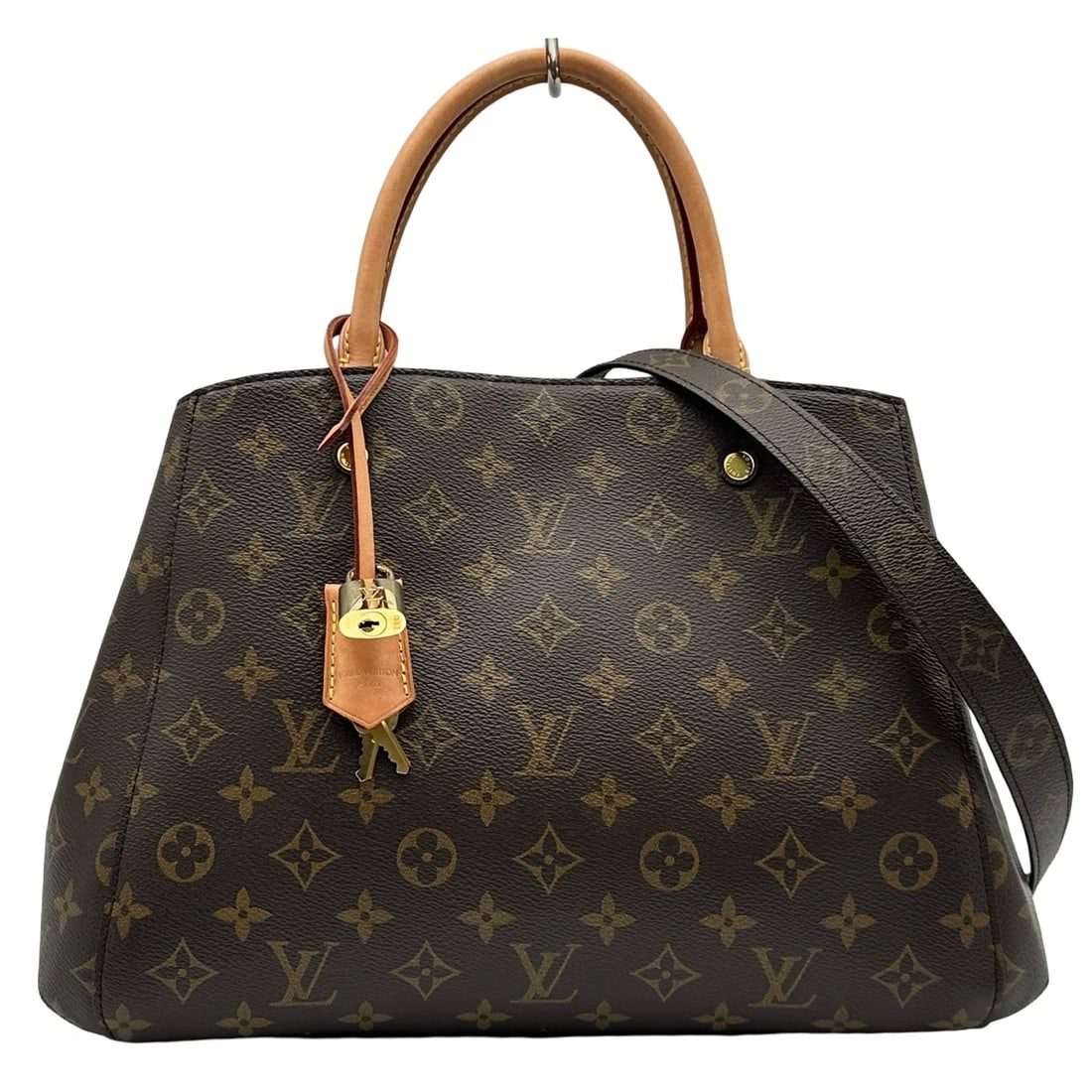 LOUIS VUITTON MONTAIGNE MM SHOULDER BAG: LOUIS VUITTON Montaigne MM Shoulder Bag Brand: LOUIS VUITTON Type/Style: Shoulder Bag Material: Monogram canvas Color: Brown Size: W13.8 x H9.8x D5.9inch Shoulder:29.5inch Accessories: None