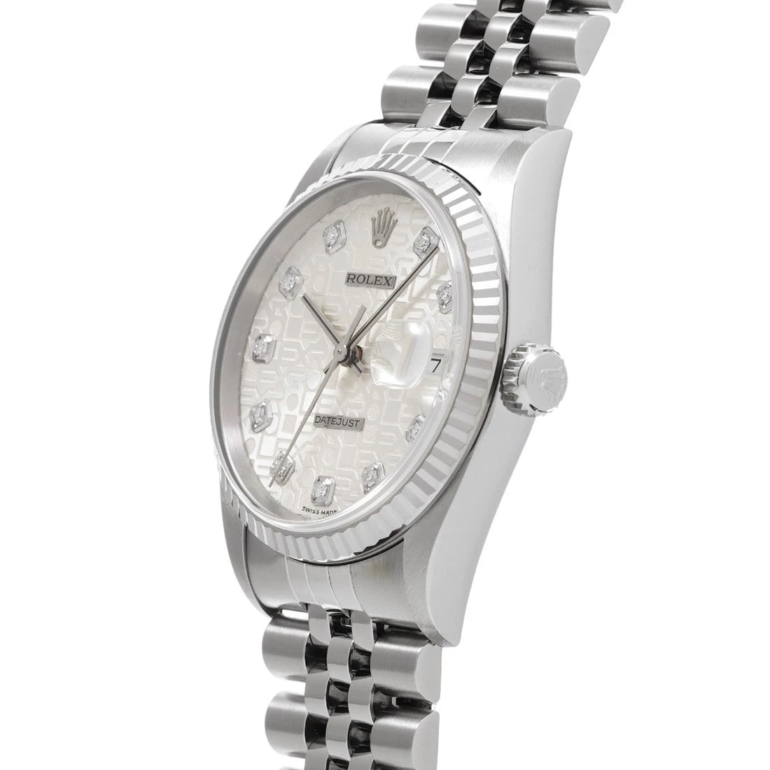 ROLEX DATEJUST SILVER COMPUTER/DIAMOND WATCH - 2