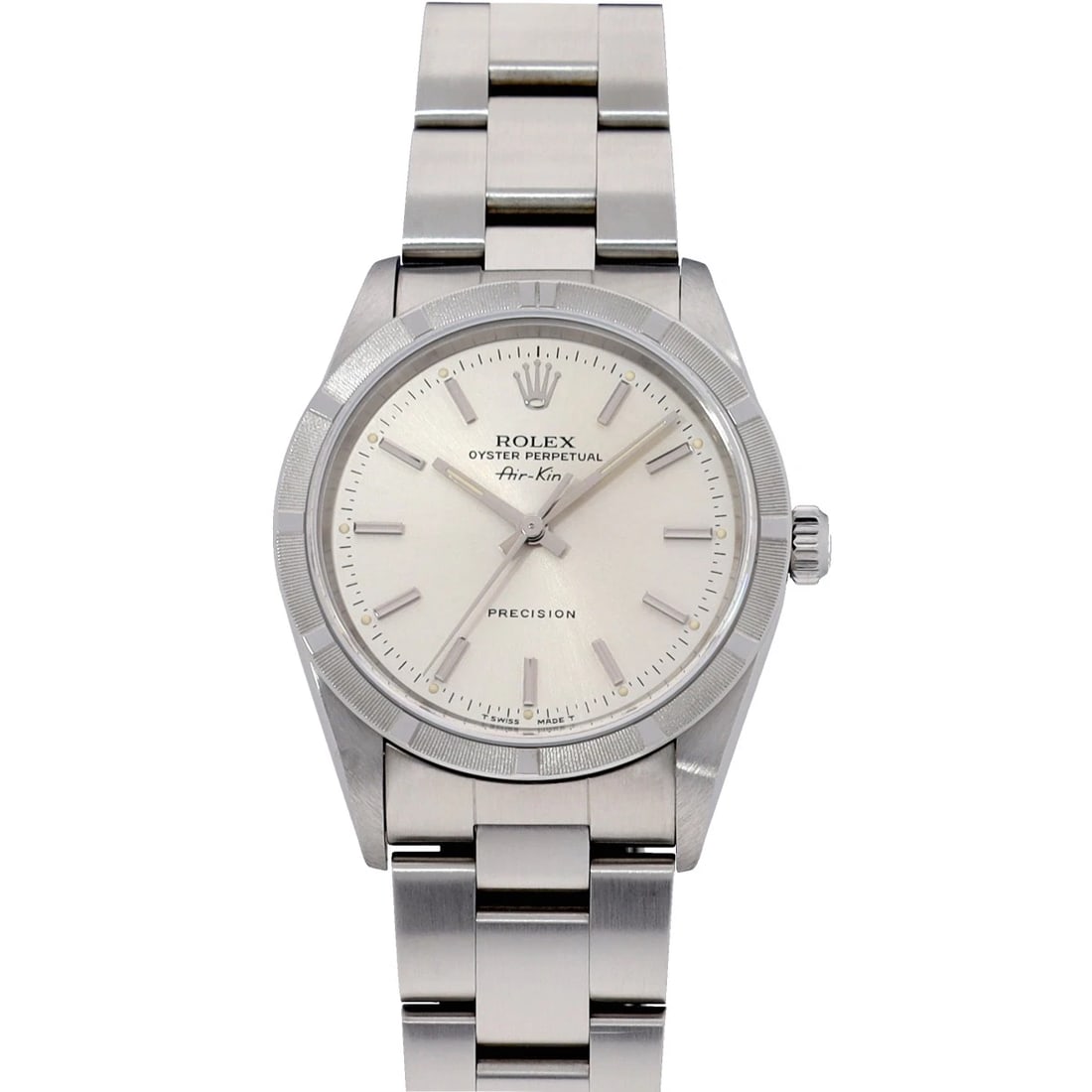 ROLEX AIR-KING SILVER WATCH: ROLEX Air-King Silver Watch Brand: ROLEX Type/Style: Wristwatch Material: Band Material Stainless steel, Case Material Stainless steel Color: Dial Color Silver Size: ?Case? H/about 34mm W/about 34mm