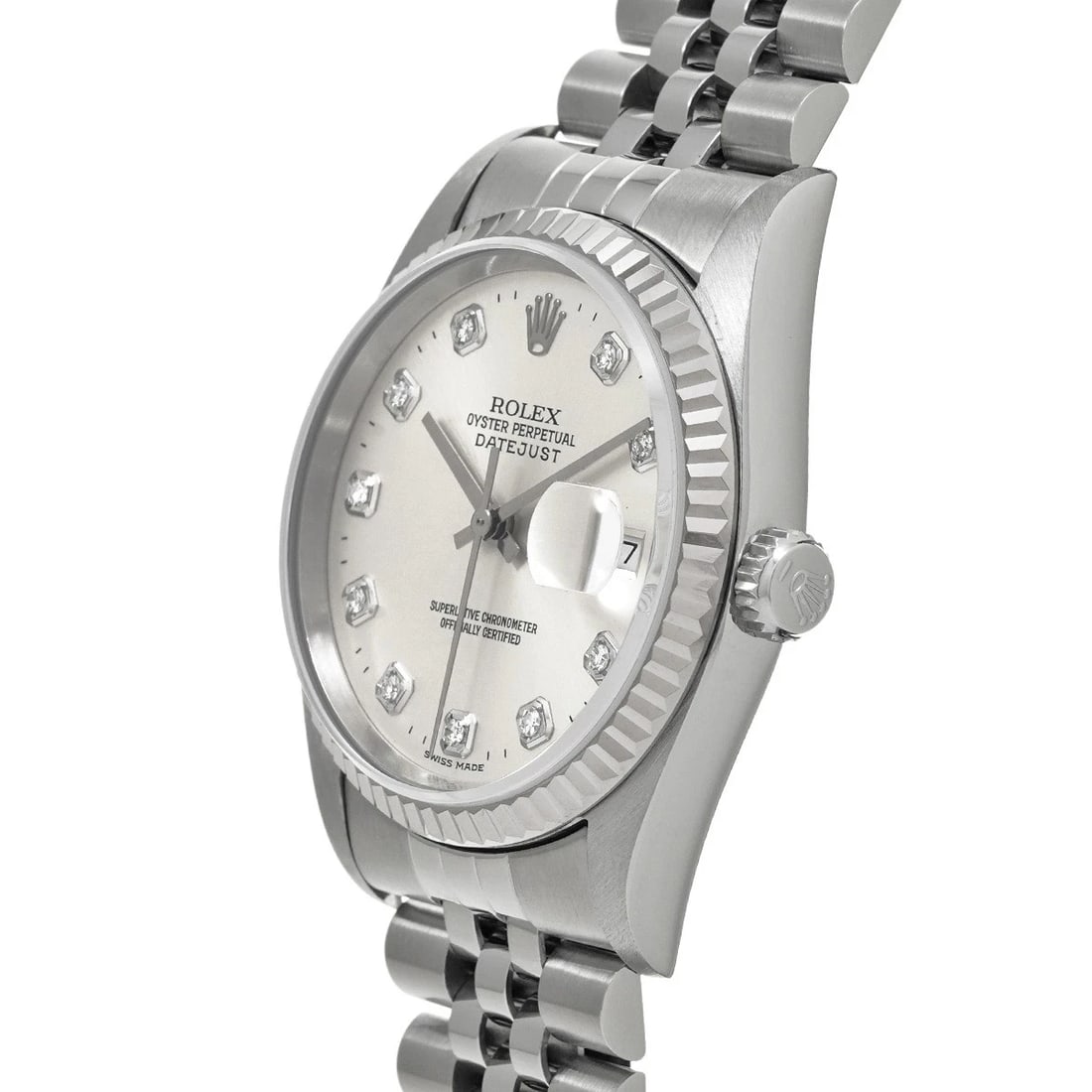 ROLEX DATEJUST SILVER/DIAMOND WATCH - 2