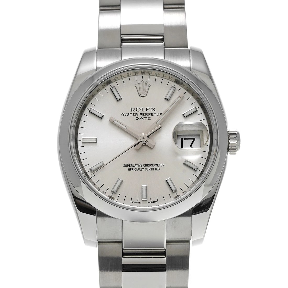 ROLEX OYSTER PERPETUAL DATE SILVER WATCH: ROLEX Oyster Perpetual Date Silver Watch Brand: ROLEX Type/Style: Wristwatch Material: Band Material Stainless steel, Case Material Stainless steel Color: Dial Color Silver Size: ?Case? H/about 34mm W