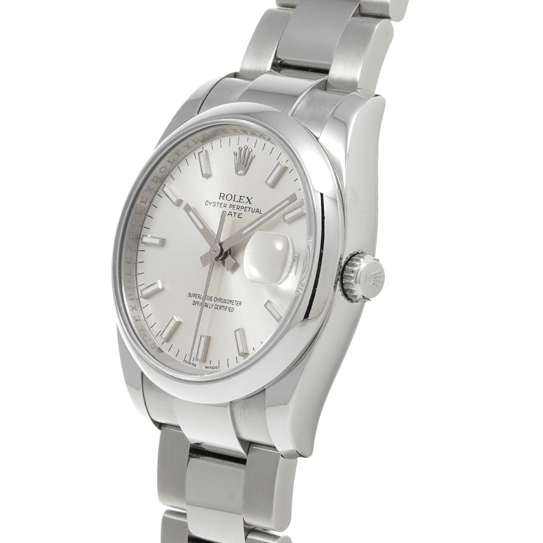 ROLEX OYSTER PERPETUAL DATE SILVER WATCH - 2