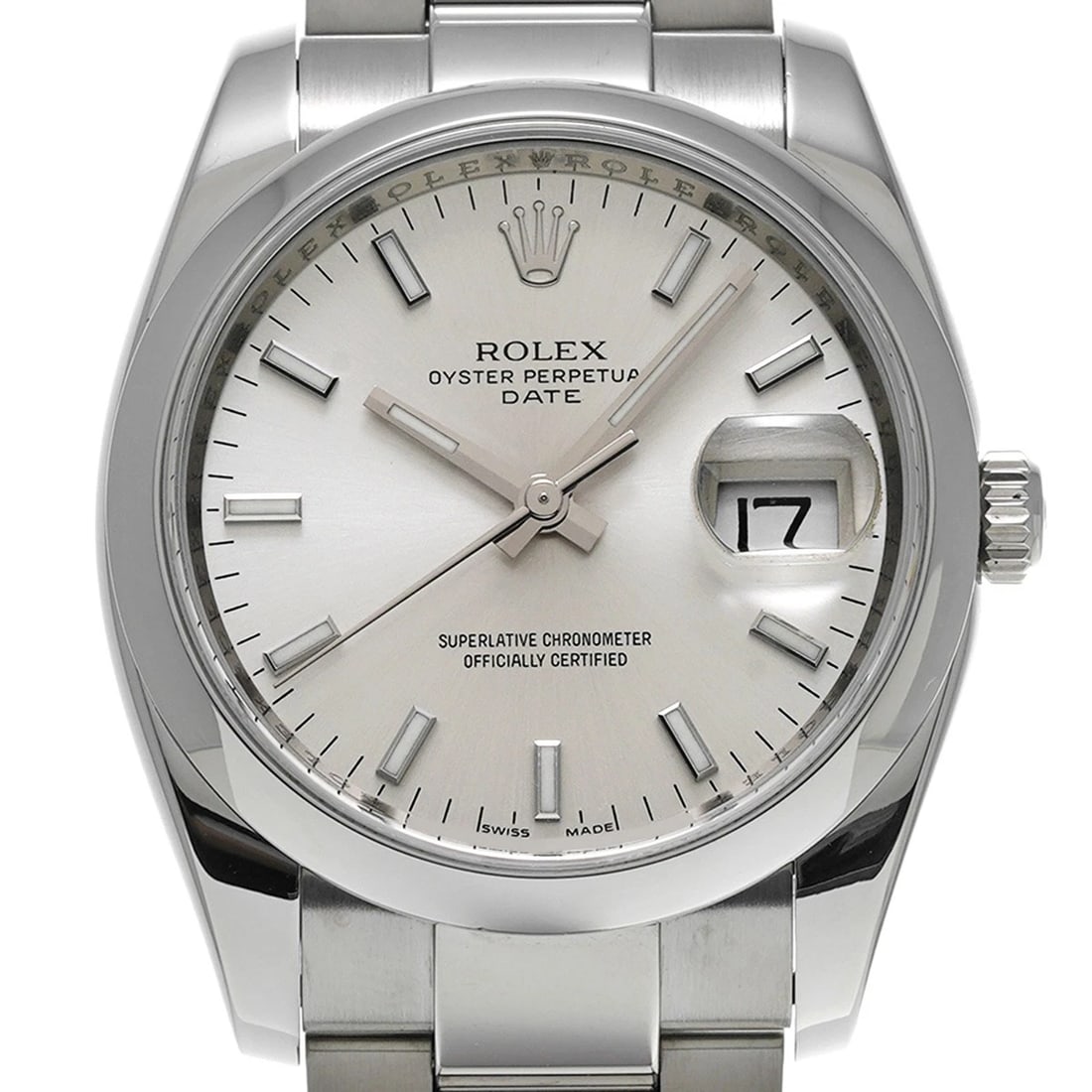 ROLEX OYSTER PERPETUAL DATE SILVER WATCH - 4