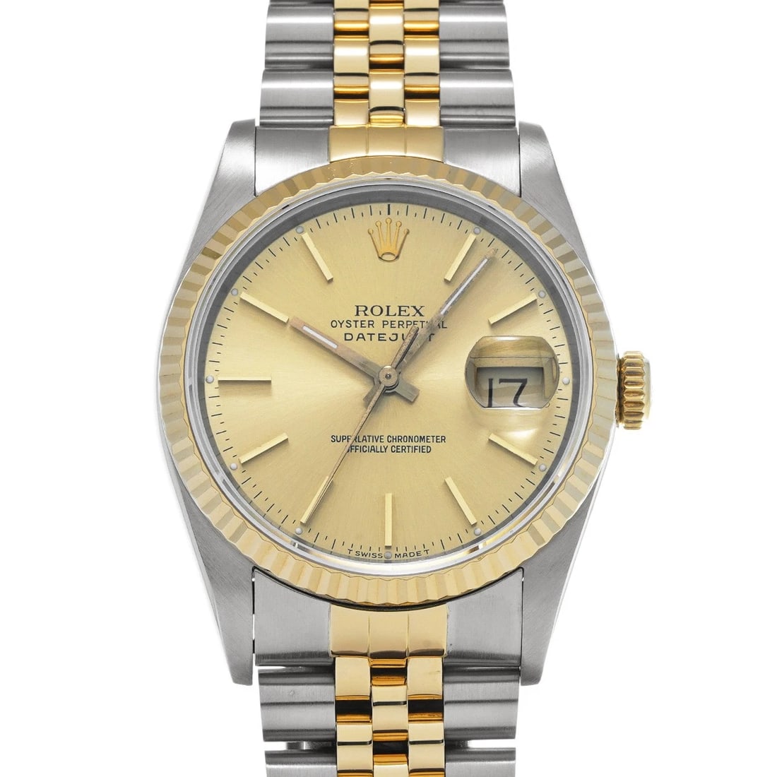 ROLEX DATEJUST CHAMPAGNE WATCH: ROLEX Datejust Champagne Watch Brand: ROLEX Type/Style: Wristwatch Material: Band Material Stainless steel/Yellow Gold, Case Material Stainless steel Color: Dial Color Champagne Size: ?Case? H/about 3