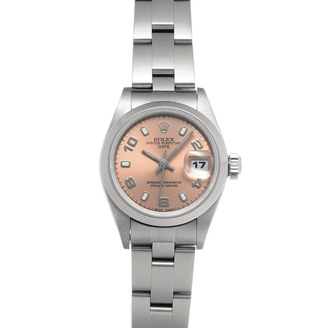 ROLEX OYSTER PERPETUAL DATE PINK WATCH: ROLEX Oyster Perpetual Date pink Watch Brand: ROLEX Type/Style: Wristwatch Material: Band Material Stainless steel, Case Material Stainless steel Color: Dial Color pink Size: ?Case? H/about 26mm