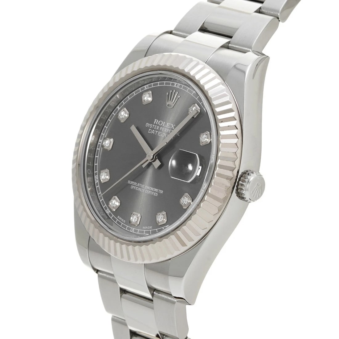 ROLEX DATEJUST GRAY/DIAMOND WATCH - 2