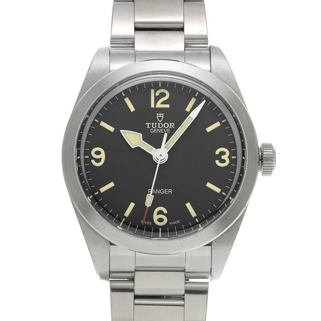 TUDOR RANGER BLACK WATCH: TUDOR Ranger black Watch Brand: TUDOR Type/Style: Wristwatch Material: Band Material Stainless steel, Case Material Stainless steel Color: Dial Color black Size: ?Case? H/about 39mm W/about 39mm