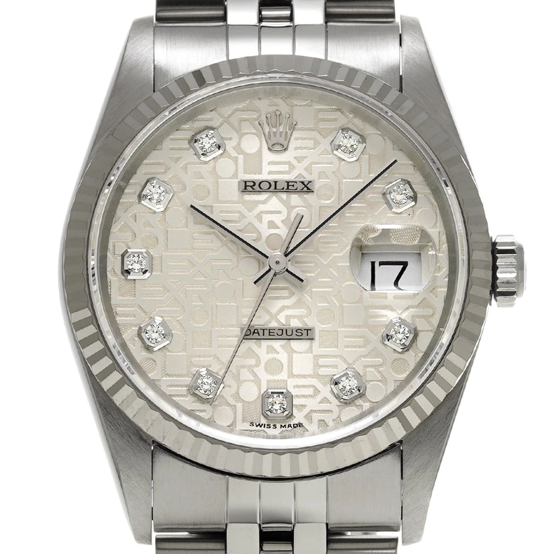 ROLEX DATEJUST SILVER COMPUTER/DIAMOND WATCH - 4