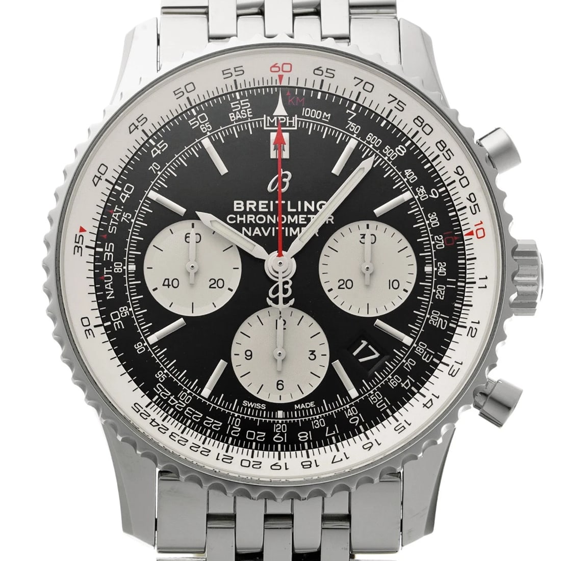 BREITLING NAVITIMER CHRONOGRAPH BLACK/SILVER WATCH - 4
