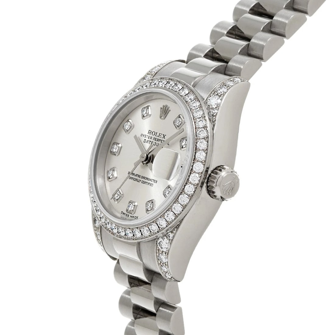 ROLEX DATEJUST SILVER/DIAMOND WATCH - 2