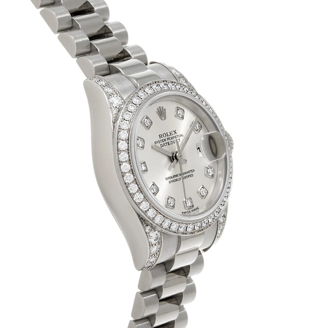 ROLEX DATEJUST SILVER/DIAMOND WATCH - 3