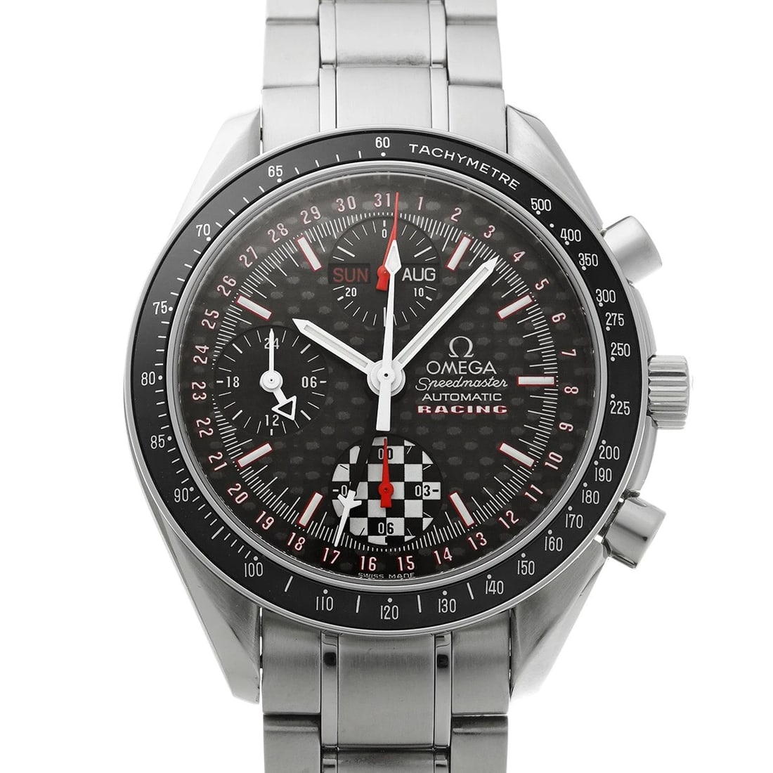 OMEGA SPEEDMASTER RACING MICHAEL SCHUMACHER BLACK WATCH: OMEGA Speedmaster Racing Michael Schumacher black Watch Brand: OMEGA Type/Style: Wristwatch Material: Band Material Stainless steel, Case Material Stainless steel Color: Dial Color black Size: ?Case?