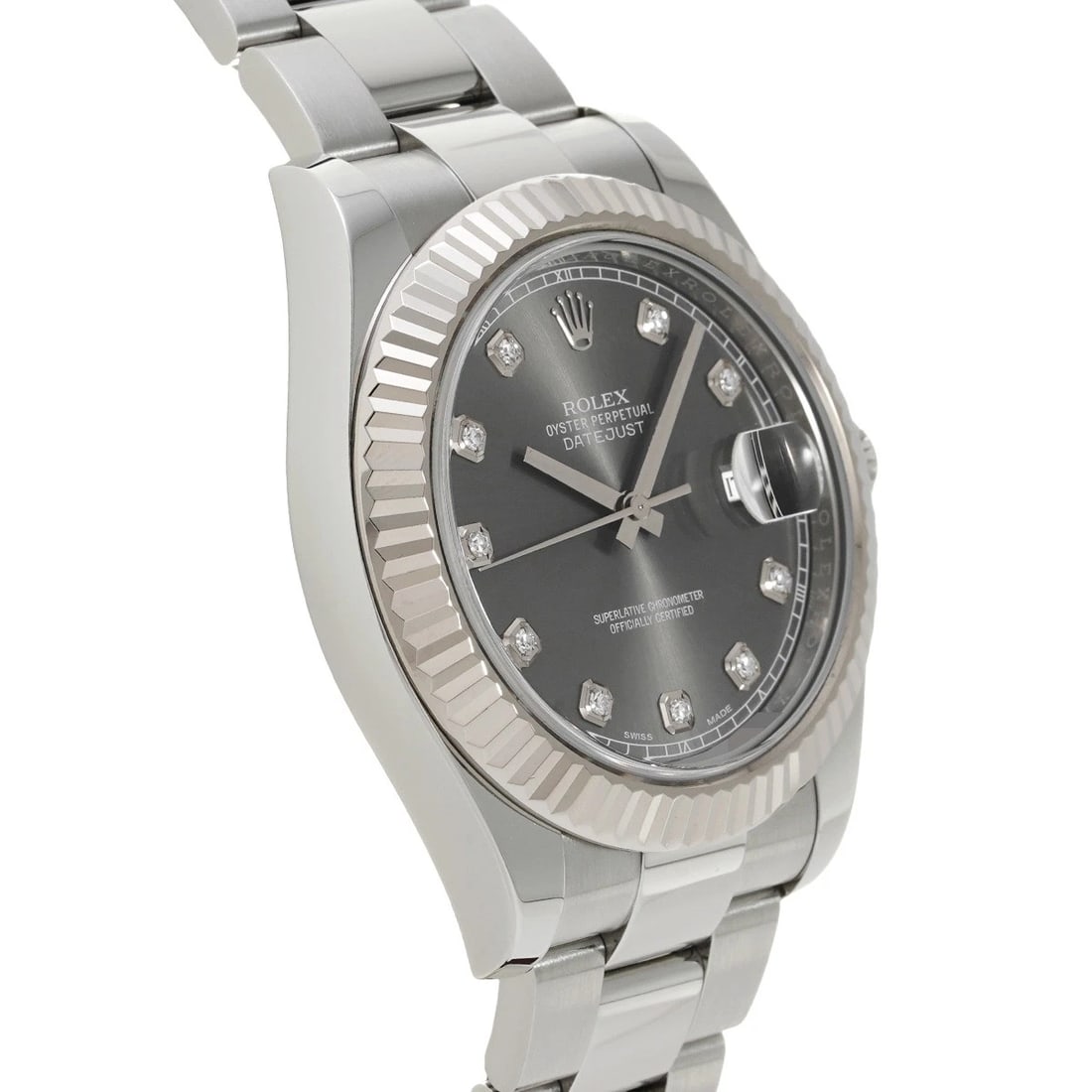 ROLEX DATEJUST GRAY/DIAMOND WATCH - 3