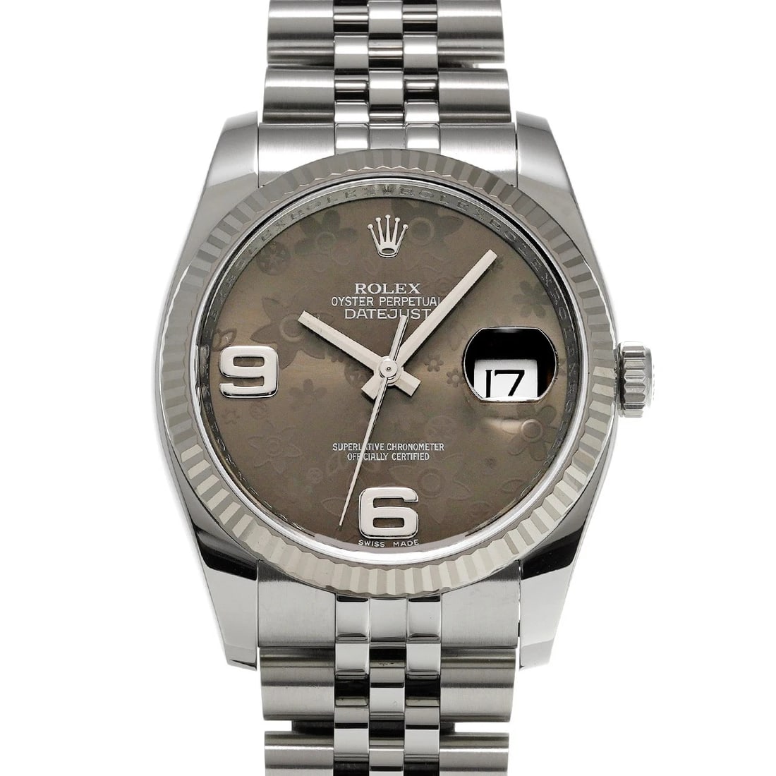 ROLEX DATEJUST GRAY FLOWER WATCH: ROLEX Datejust Gray flower Watch Brand: ROLEX Type/Style: Wristwatch Material: Band Material Stainless steel, Case Material Stainless steel Color: Dial Color Gray flower Size: ?Case? H/about 36mm W/ab