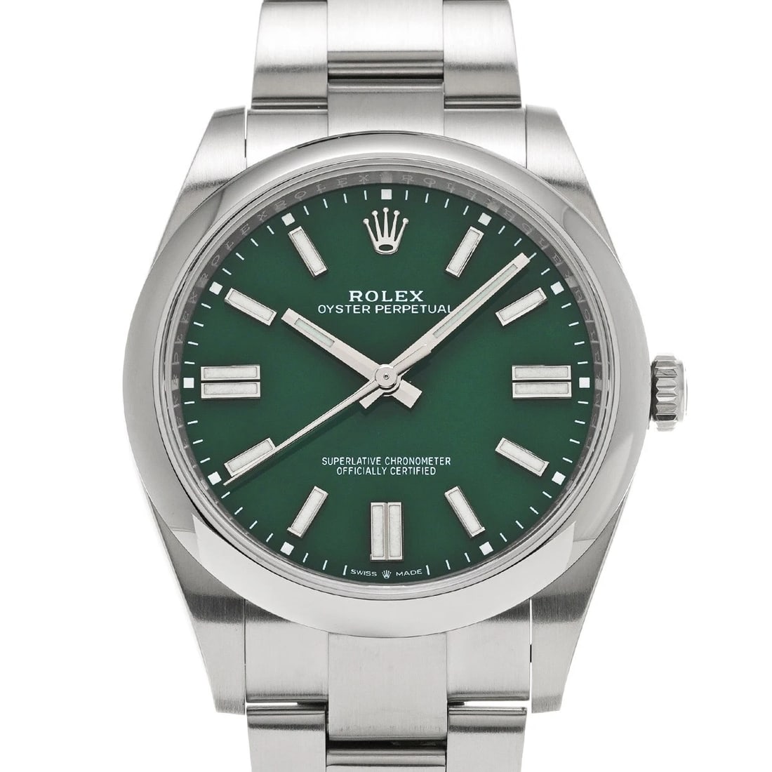 ROLEX OYSTER PERPETUAL GREEN WATCH: ROLEX Oyster Perpetual green Watch Brand: ROLEX Type/Style: Wristwatch Material: Band Material Stainless steel, Case Material Stainless steel Color: Dial Color green Size: ?Case? H/about 41mm W/about
