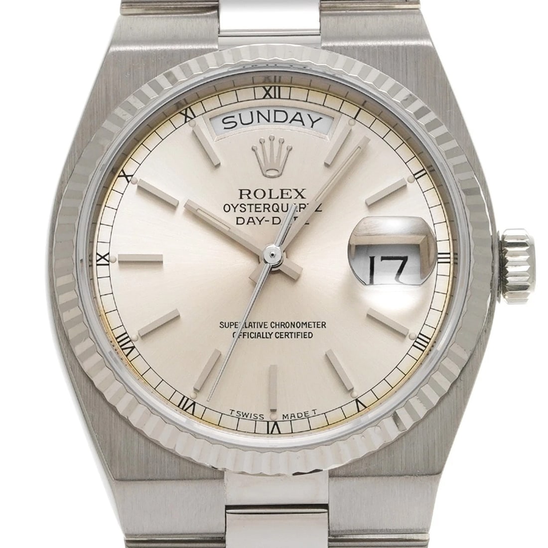 ROLEX DATE QUARTZ SILVER WATCH - 4