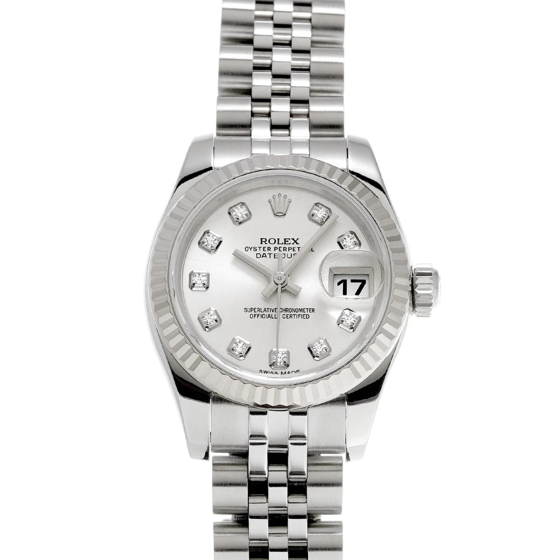 ROLEX DATEJUST SILVER/DIAMOND WATCH: ROLEX Datejust Silver/diamond Watch Brand: ROLEX Type/Style: Wristwatch Material: Band Material Stainless steel, Case Material Stainless steel Color: Dial Color Silver/diamond Size: ?Case? H/about