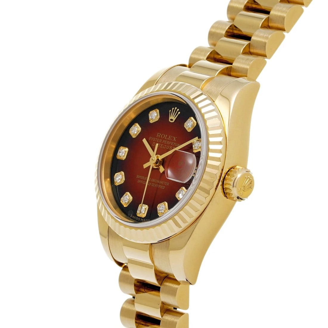 ROLEX DATEJUST RED GRADIENT/DIAMOND WATCH - 2