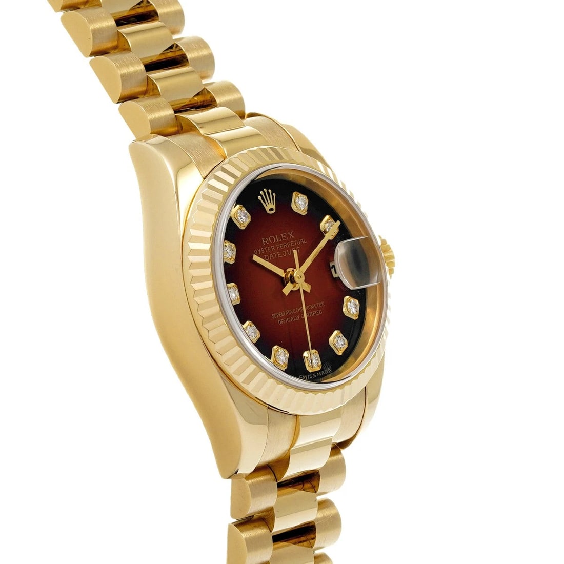 ROLEX DATEJUST RED GRADIENT/DIAMOND WATCH - 3