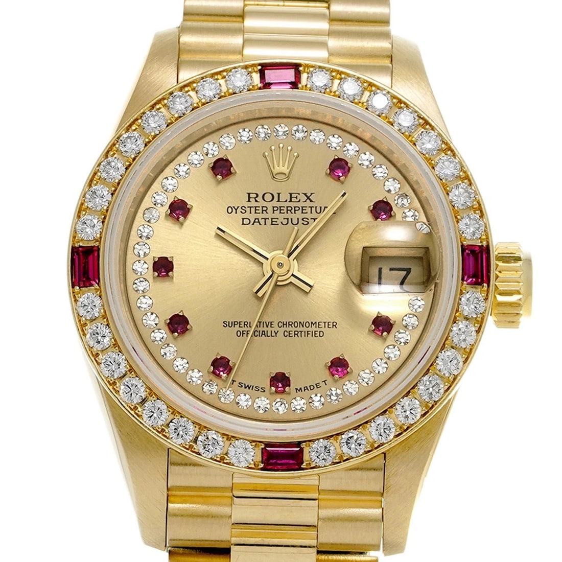 ROLEX DATEJUST CHAMPAGNE/DIAMOND / RUBY WATCH - 4