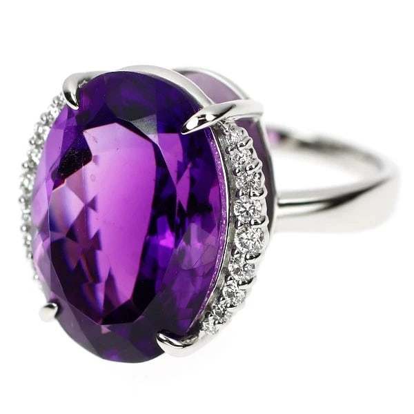 PT950 AMETHYST DIAMOND RING - 2