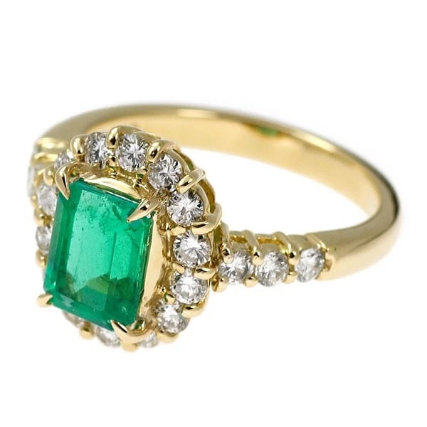 K18YG EMERALD DIAMOND RING - 2