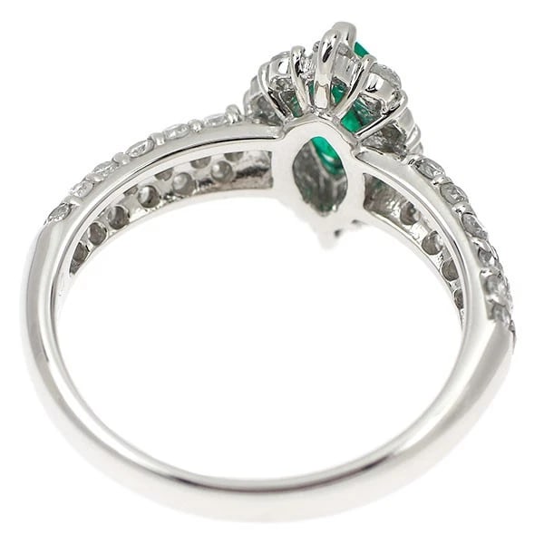 PT900 EMERALD DIAMOND RING - 2