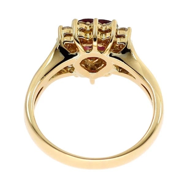 K18YG HEART SHAPE RUBY DIAMOND RING - 3