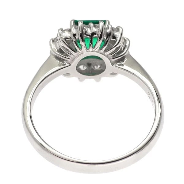 PT900 EMERALD DIAMOND RING - 2