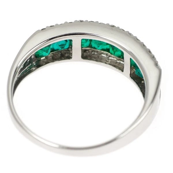 PT900 EMERALD DIAMOND RING - 2
