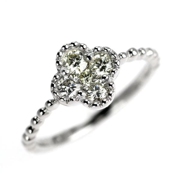 K18WG DIAMOND PINKY RING FLOWER: K18WG Diamond Pinky Ring Flower Brand: None Type/Style: rings Material: K18WG, Main Stone Natural Color: WG Size: 2 - 2.25 US Accessories: None Accessories Notice: When purchasing pre-owned goods,